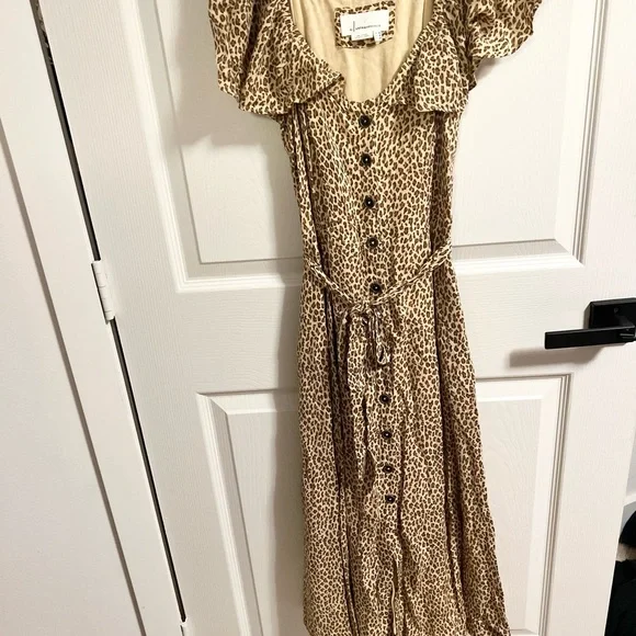 Anthropologie boho Animal Print Button Down Midi Dress - Picture 9 of 11
